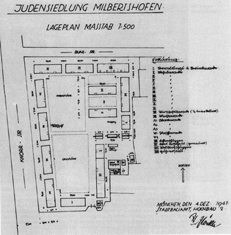 Plan des Stadtbauamts München für die sogenannte "Judensiedlung" in München-Milbertshofen - 1941