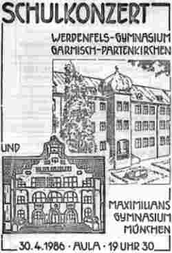 Plakat für das Schulkonzert von Max- uind Werdenfels-Gymnasium -1986